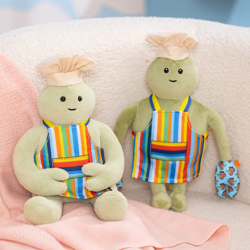 23/30cm Cute Cartoon Chef Plush Toy Soft Humanoid Stuffed Doll With Apron Parentchild Interactive Birthday Holiday Gift Kids Boy