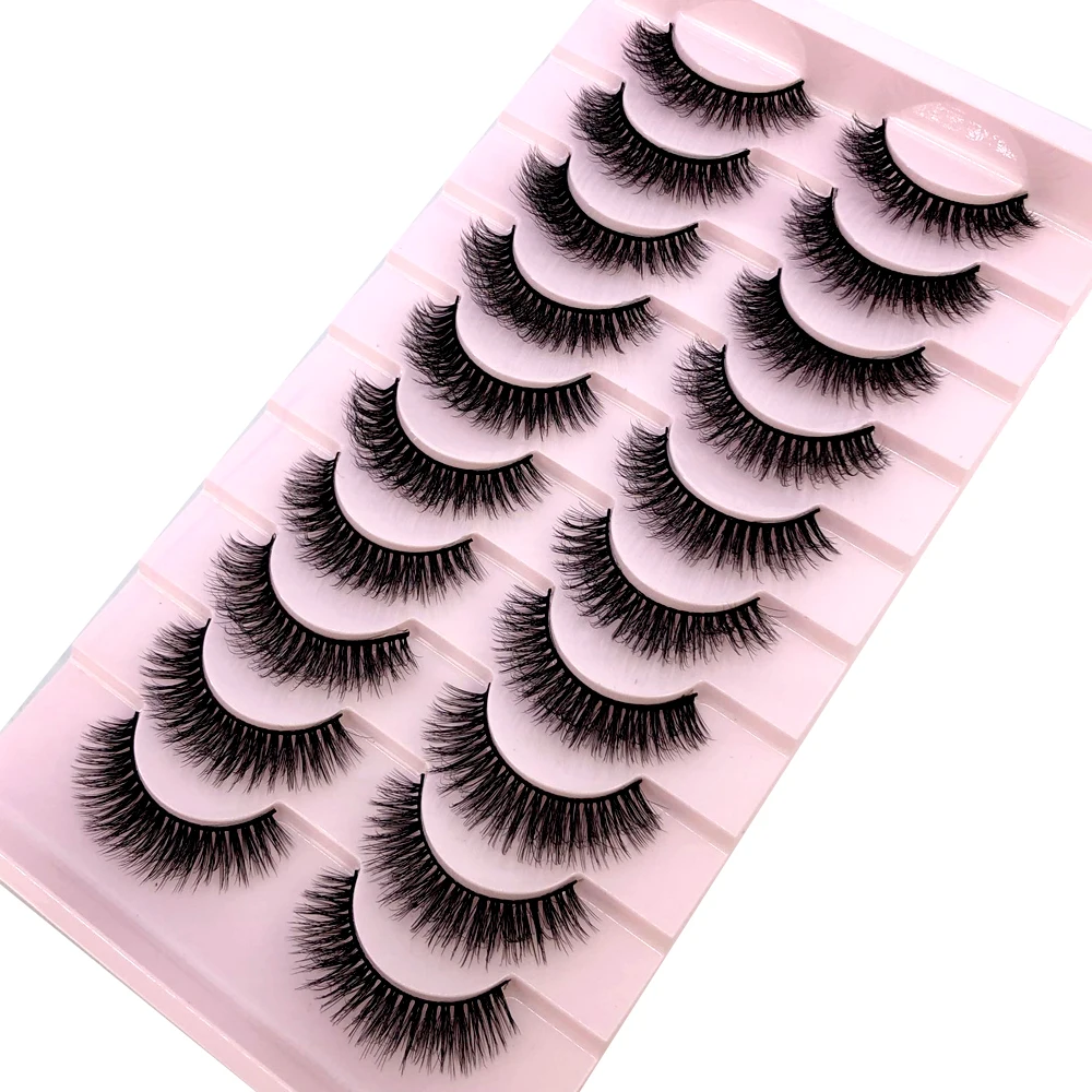 Neue 10 Paar 3D Faux Nerz Haar Falsche Wimpern Natürliche Unordentliche Wimpern Kreuzmuster Wispy Flauschige Wimpern Verlängerung Augen Make-Up-Tools – Detail 5