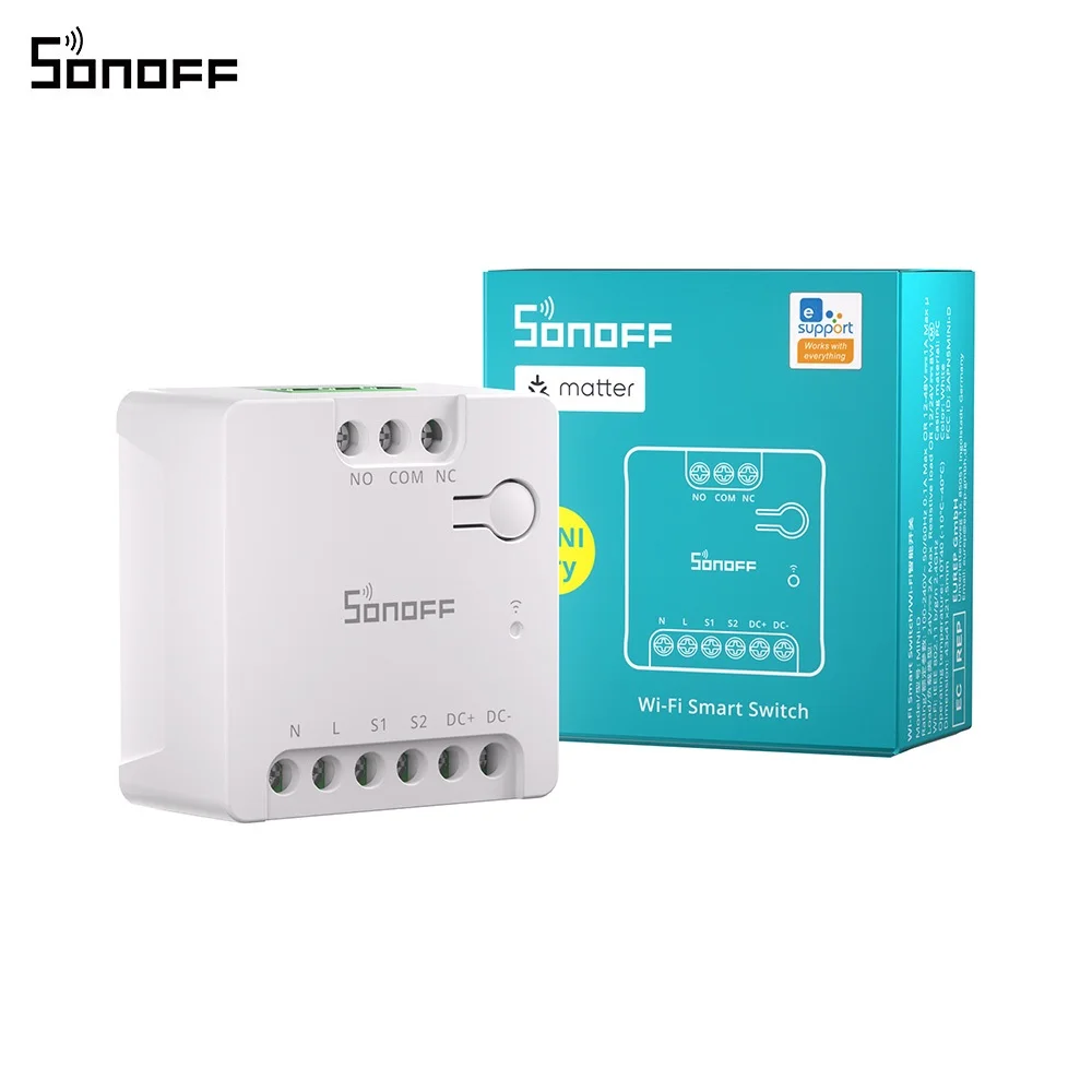 SONOFF MINI-D Dry Contact WiFi Smart Switch Matter Compatible AC/DC Input ESP32 Chip Smart Scene Group Control Via EWeLink