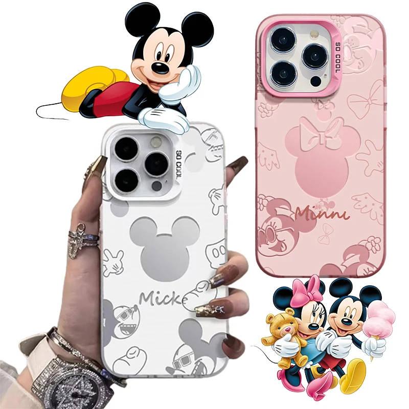 

Disney Mickey Mouse Phone Case for IPhone 16 15 14 Pro Max Girl Cute Back Cover Case Matte Shockproof Back Cover Shock-resistant