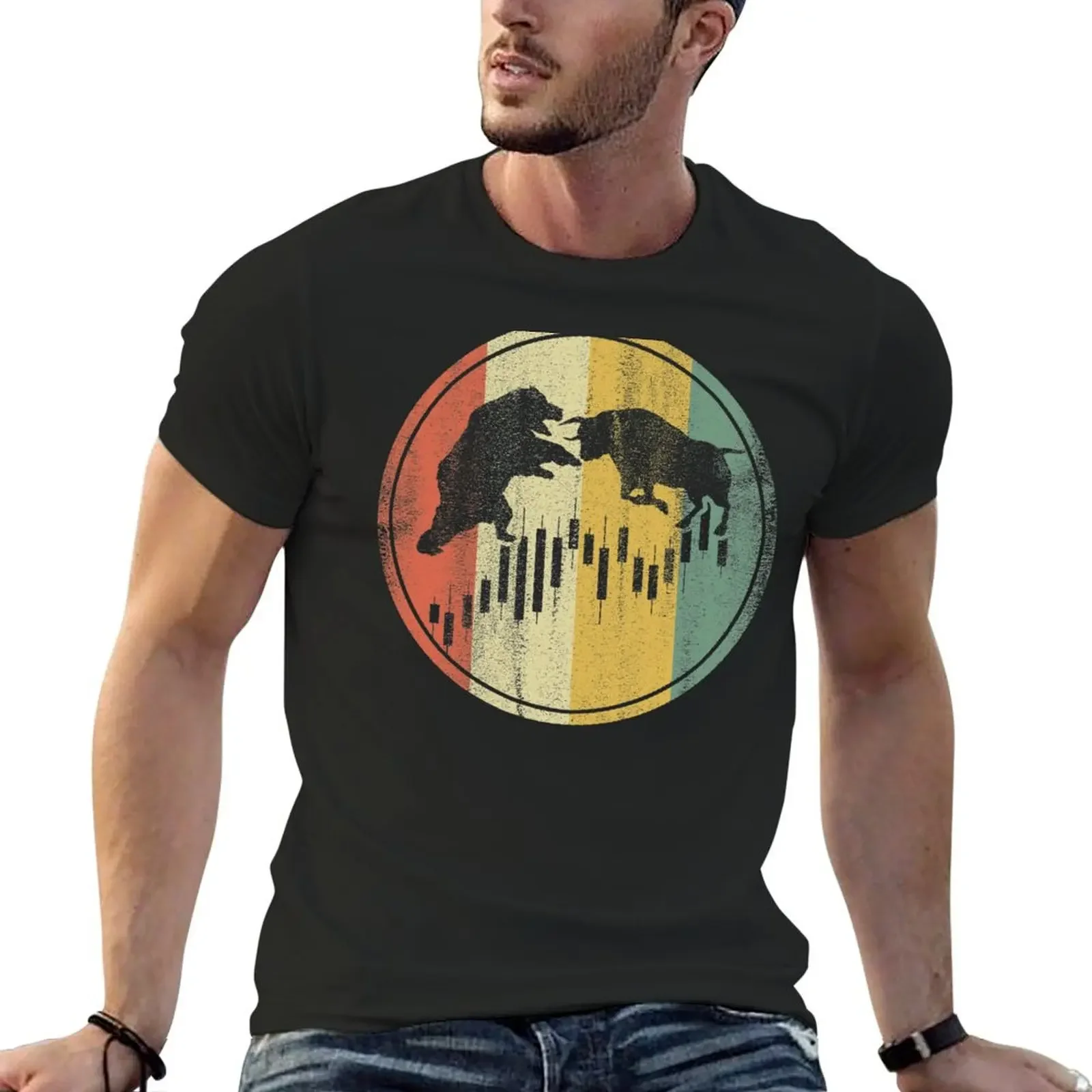 

Retro Bear Bull Day Trader Day Trading Stock Market Forex Crypto Currency Buy The Dip Men Women T-shirt