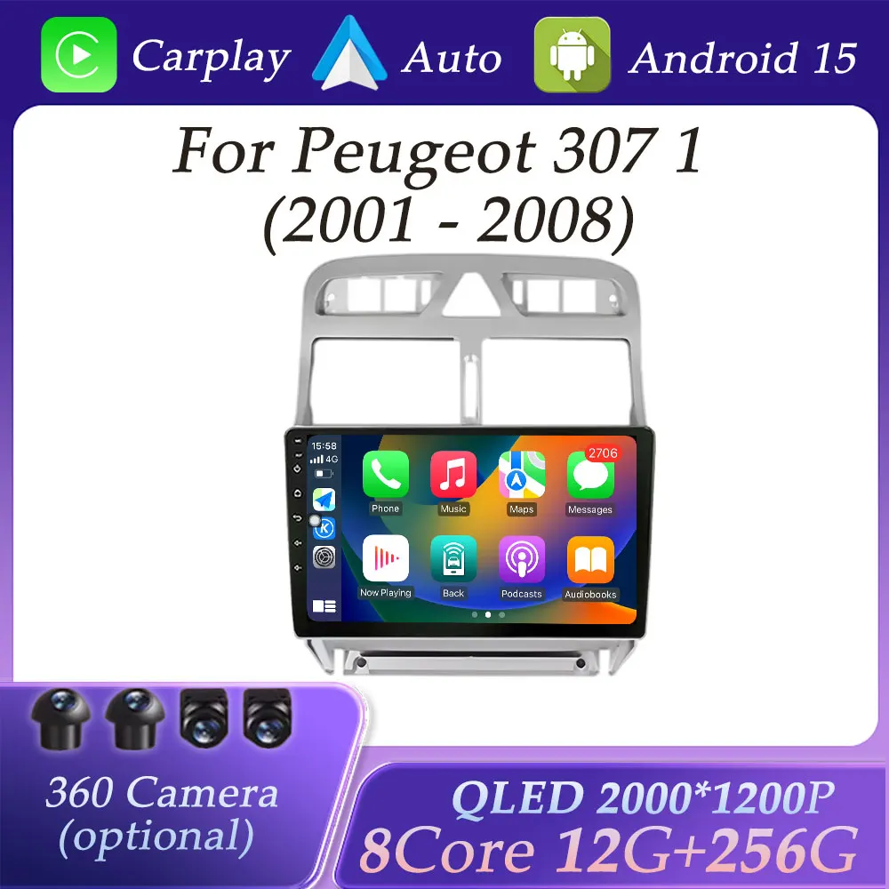 

DSP Stereo for Peugeot 307 1 2001-2008 WiFi Wireless Carplay HD Screen Car Radio Video Audio Multimedia Player GPS Navigation BT