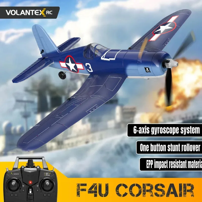 Volantex-Avion RC F4U Corsair, mousse EPP, envergure de 400mm, 4 canaux, 6 axes, une clé, système de stabilisation XPilot, avion RTF, volantée,