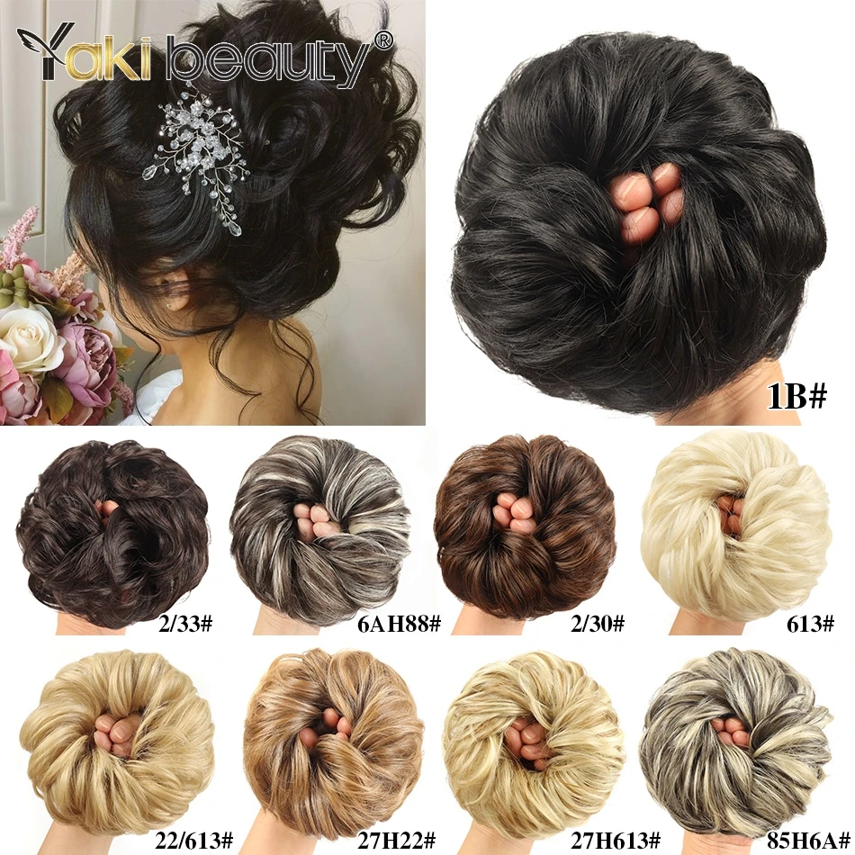 Sintético Messy Bun Curly Hair, elástico, cabelo Chignon, Donut Hairpiece, extensões para mulheres