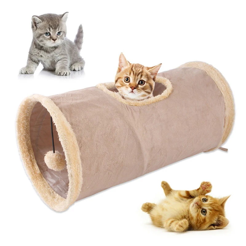 Kitten Tunnel Drill Cat Pet Toy Can Be Folded Suede Cat Passage Cat Toy Drill Bucket Cat Tease Toy Peekaboo Cat Toy Pet Supplies