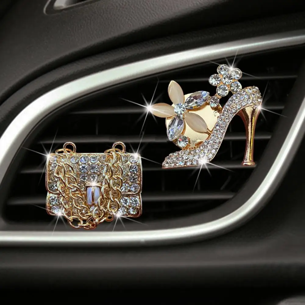 High-quality Car Vent Accessory Stylish Rhinestone High Heel Shoe Bag Car Air Vent Clips Sparkling Car for Universal for Car