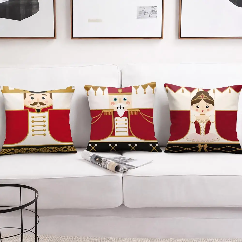 Royal Toy Soldier Style Cushion Cover Short Plush Soft Double-Sided Printing Pillow Case Cozy Sofa Bedroom Home Decor Gift