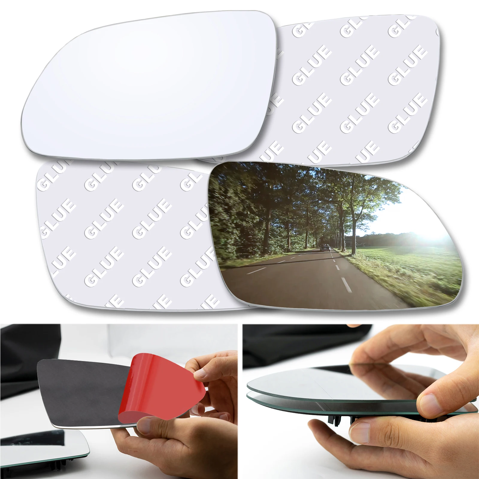 For Skoda Octavia MK2 A5 2004 2005 2006 2007 2008 2009 Convex Rearview Rear View Wing Side Mirror Glass Stick On No Based Plate