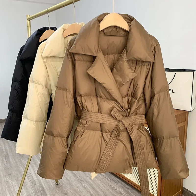 2023 New Female Clothing Ladies Winter Solid Color Down Jacket Women Fashion Loose Coat Women Lapel Warm Casual Chic Parka Coat