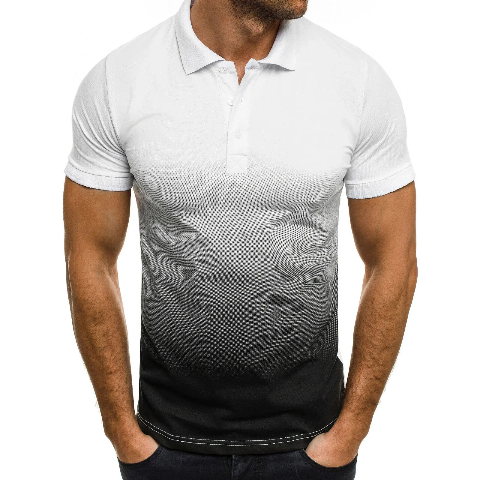 MRMT 2025 T-shirt casual da uomo nuovissima Stampa digitale 3D Sfumatura di colore Risvolto da uomo Polo Tees Camicia a maniche corte Uomo Polo