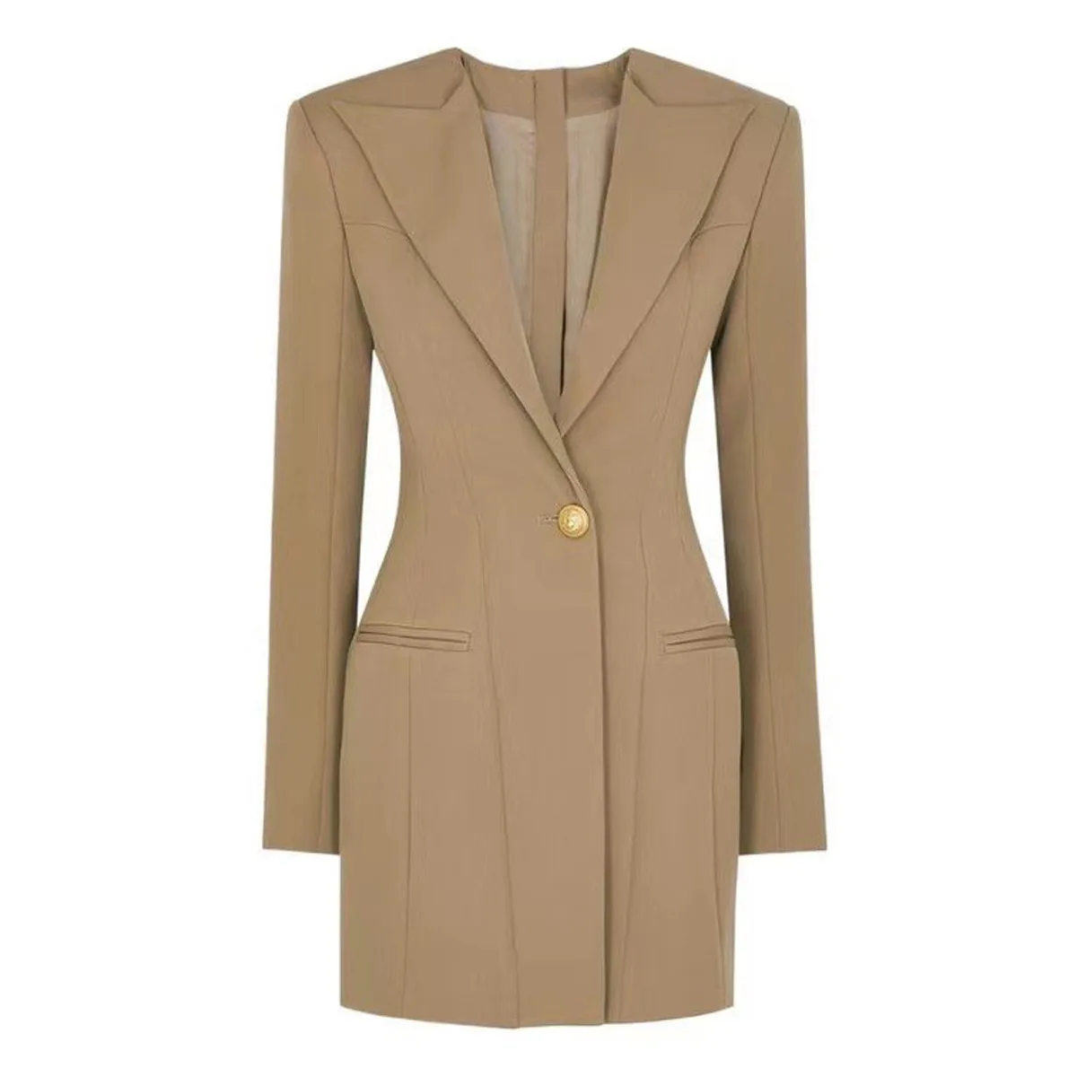 Women's Dress Blazer Long Sleeve Slim Fit, Notched Collar Solid Color Commuter Office to Evening Dress for Spring and Fall