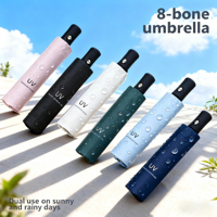 8-Rib Automatic folding Umbrella - Compact, lightweight, durable, UV protection - rain and sun umbrella, automatic sunshade