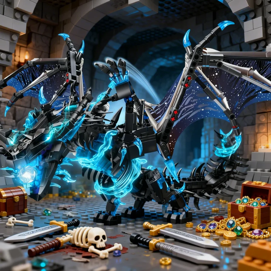 

Конструктор «Западный фэнтезийный ледяной дракон», большая модель ледяного дракона, подарочный набор для взрослых с высокой сложностью сборки