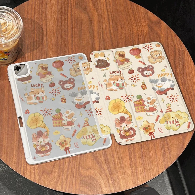 Protective Cover for IPad Air 5 2022 Air 4 Case Pro 11 2nd 3rd 4th Ipad Mini6 8.3 Cute Cartoon Animal Tri-fold Funda 10th Funda