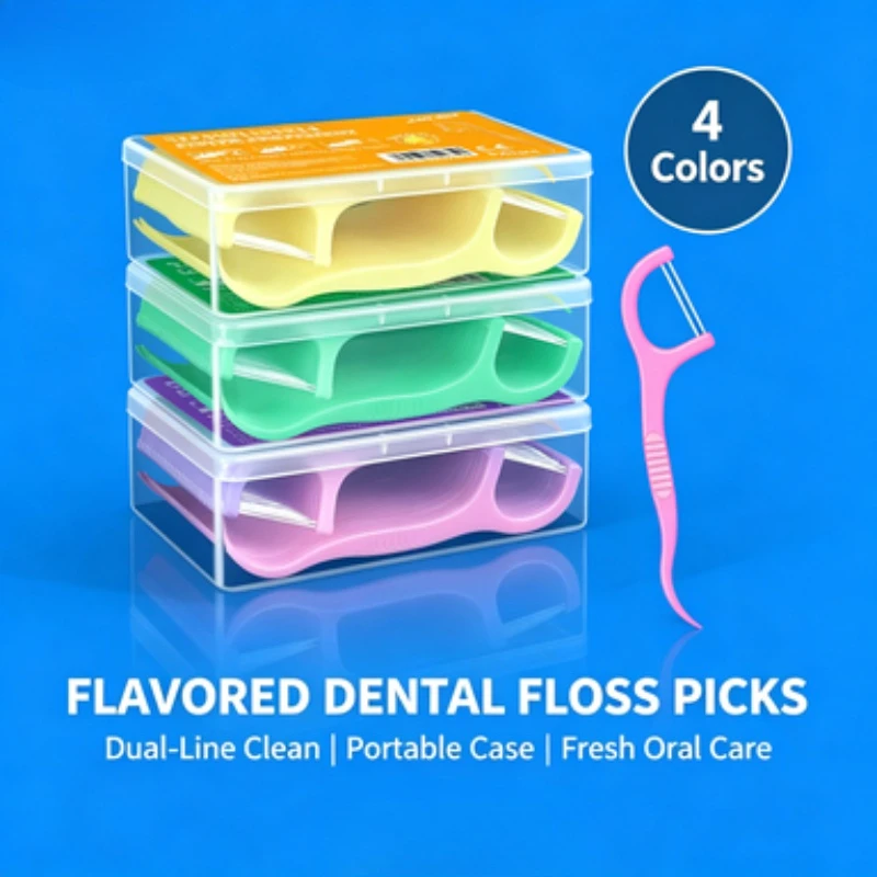 50pcs/box Fruit Flavored Dental Floss Stick A Must-have Tool for Cleaning Between Teeth During Home and Travel Toothpick Set