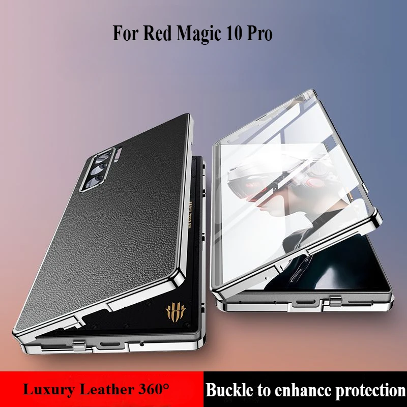

For Nubia Red Magic 10 Pro Case Luxury Leather 360° HD Cover For RedMagic 10 Pro+ Glass Shockproof Bumper Funda