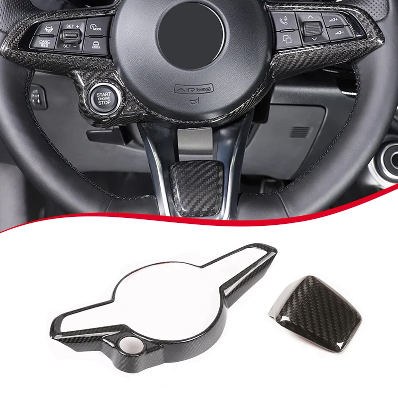 For Alfa Romeo Tonale/Giulia/Stelvio 2020-2025 Real Carbon Fiber Car Steering Wheel Frame Decoration Sticker Car Accessories