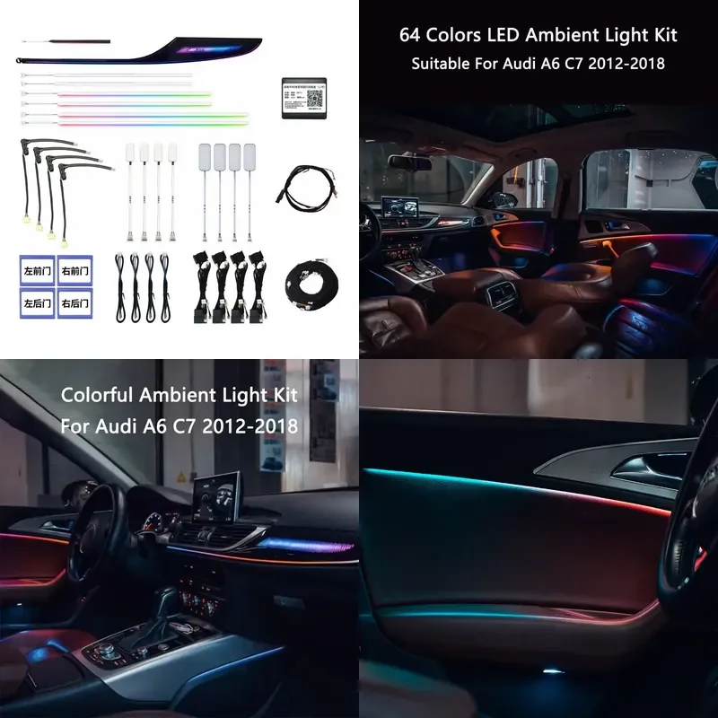 high quality Colorful Ambient Light Kit for Audi A6 C7 2012-2018 Carbon Fiber Pattern Co-pilot Ambient Light