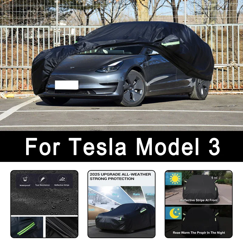 

For Tesla Model 3 All-Weather Car Covers 6-in-1 Waterproof Dustproof UV Proof Snowproof Scratch Resistant Protection