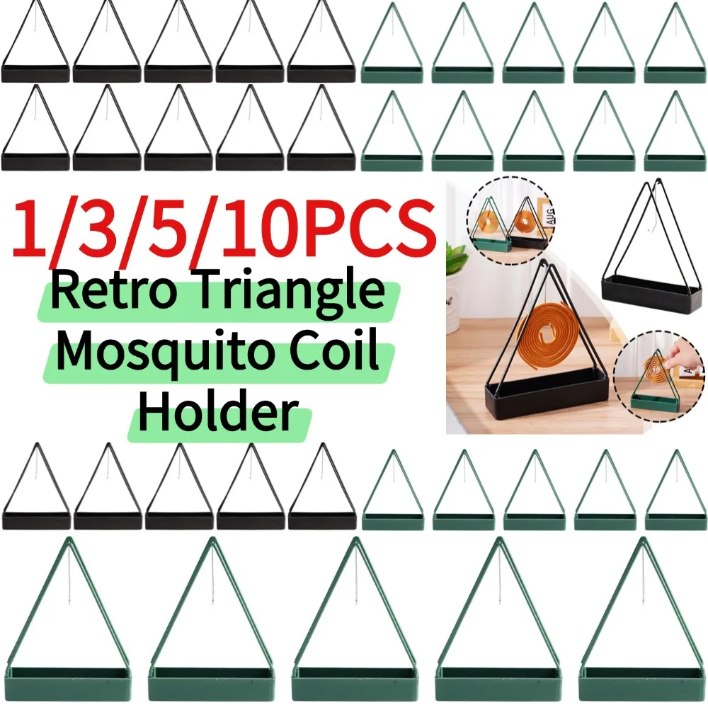 1/3/5/10PCS Vintage Style Triangle Mosquito Coil Burner with Stable Base, Safe Fire Retardant Plastic ractical Home Essential
