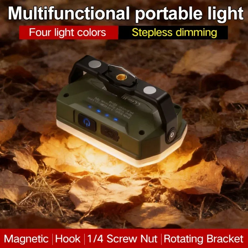 Mini LED Camping Light Long Endurance Rechargeable Work Light Magnetic Waterproof Portable Tent Lamp Outdoor Emergency Light