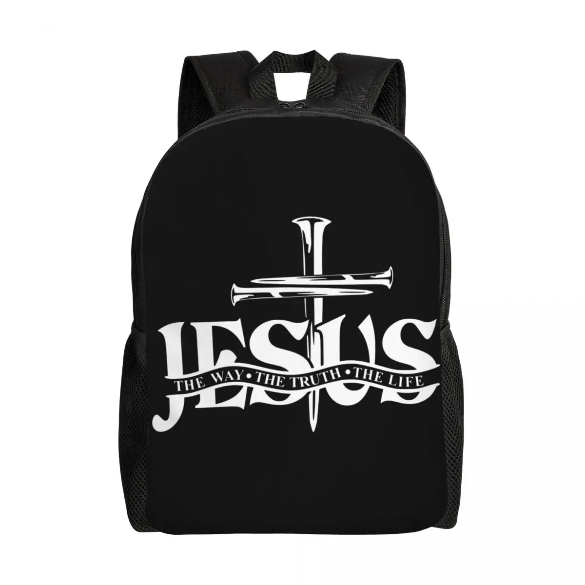 Customized Jesus The Way The Truth The Life Laptop Backpack  Bookbag School College Students Religion Cross Christian Faith Bag