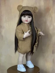 BZDOLL 55 CM 22 INCH Full Vinyl Body Realistic Reborn Baby Girl Doll Princess Toddler Bebe Birthday Gift