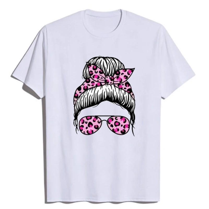 T-shirt retrò Camisa Labbra rosse Occhiali con stampa leopardata T-shirt da ragazza T-shirt in cotone T-shirt grafiche vintage stile pin-up С Принтом