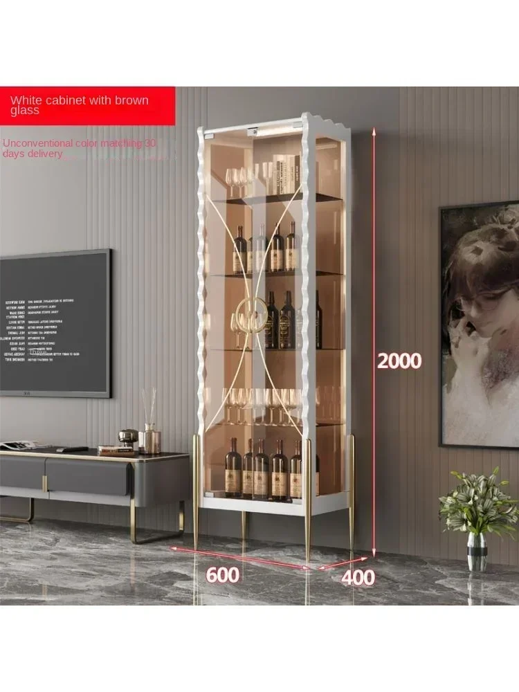 Wine Cabinet Display Cabinet Living Room Small Wine Cabinet Glass Door Wine Rack against the Wall Clothes Closet Light