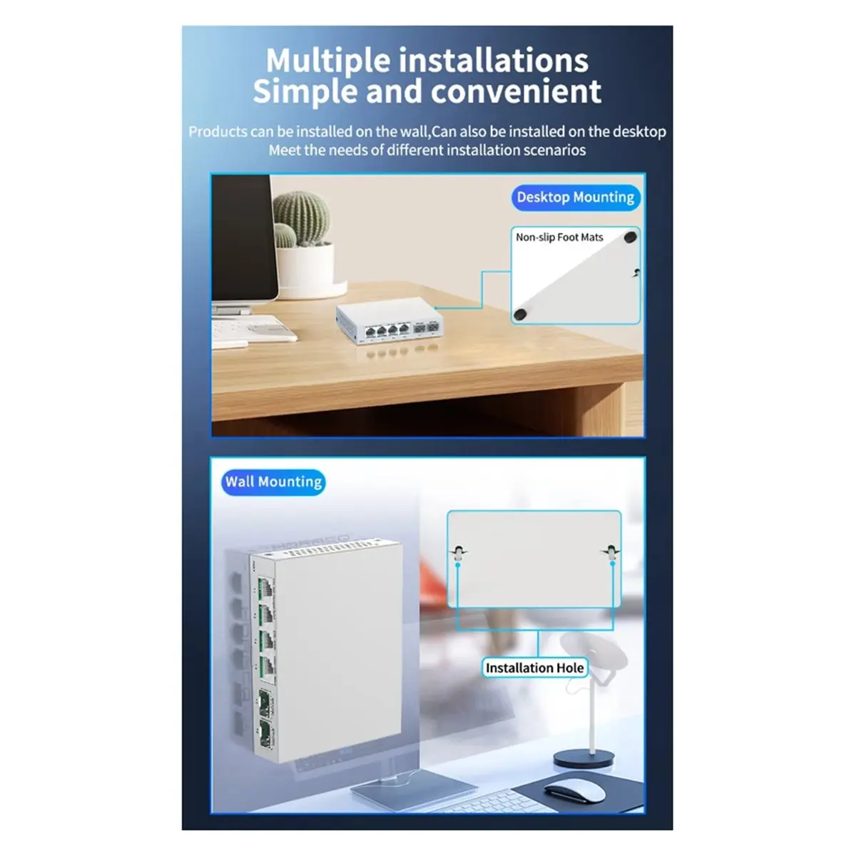 goodidea 2.5GbE Smart Managed Switch 4 Port RJ45 Managed Ethernet Network Switch 2 Port 10G SFP+ Slot Home Lab Switch EU-PLUG