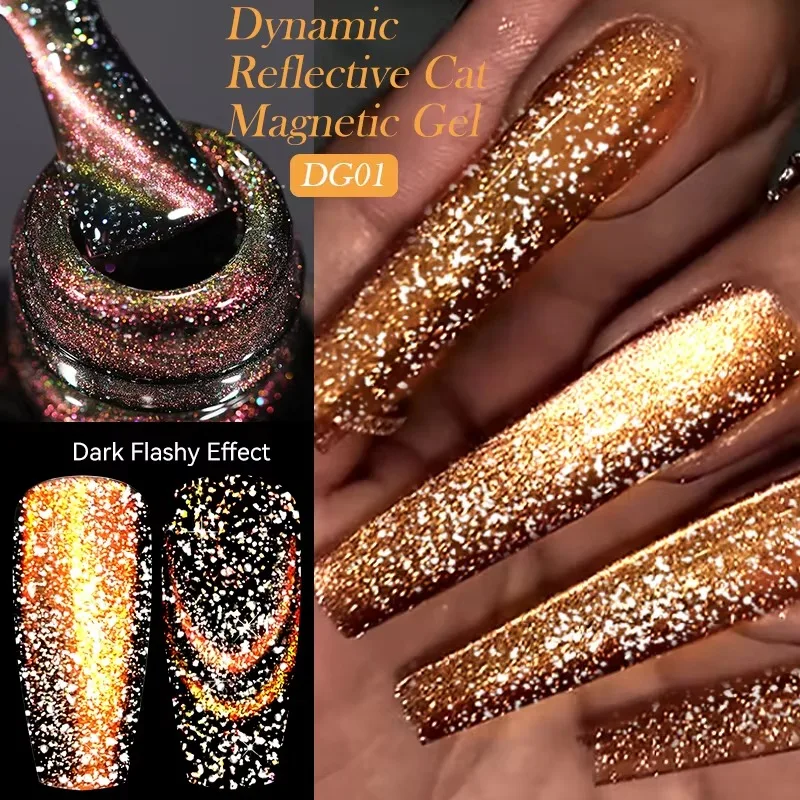 LILYCUTE 7 مللي ديناميكية عاكسة بريق القط المغناطيسي العين جيل للأظافر البولندية شبه دائم نقع قبالة الأشعة فوق البنفسجية LED مسمار الفن الورنيش #6