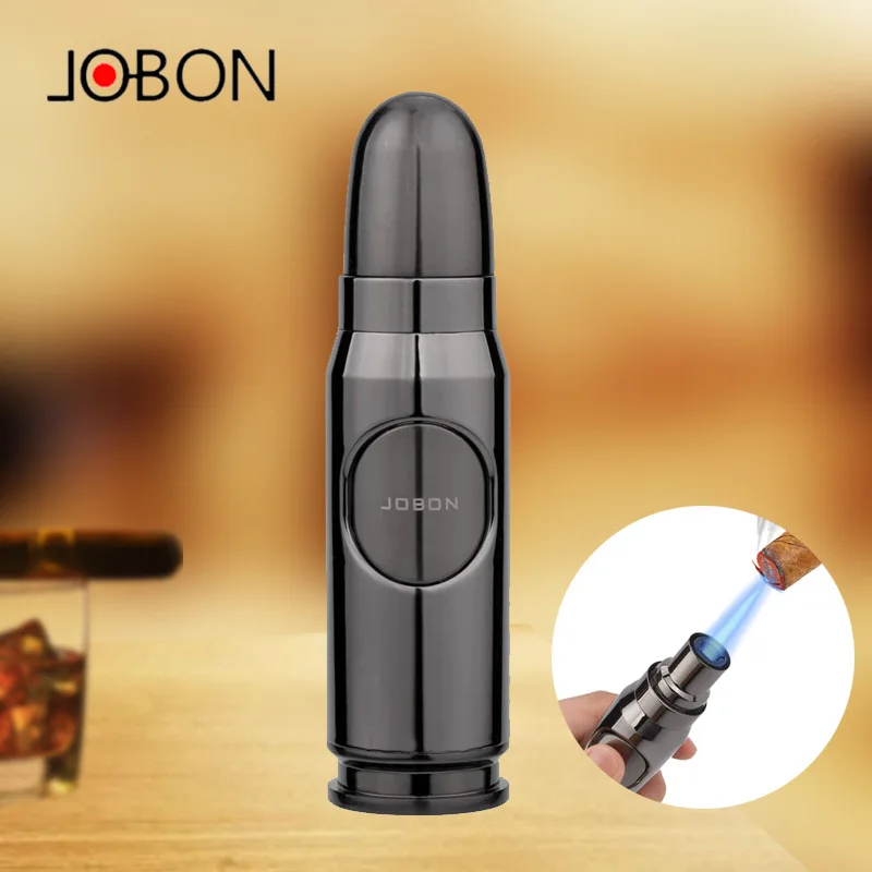 JOBON Windproof Butane Gas Lighter Bullet Metal Turbo Jet Igniter BBQ Airbrush Flame Straight Fire Blue Flame Cigar Lighter