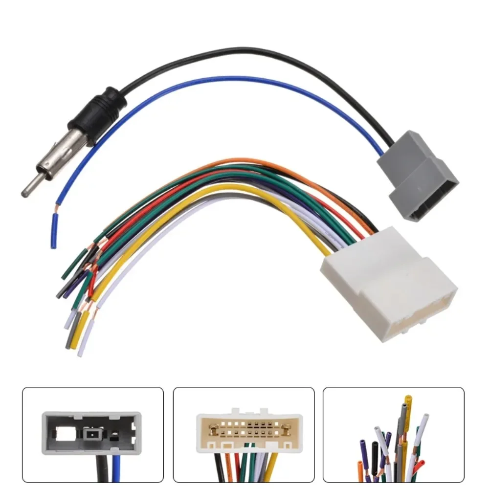 1set for 16cm Plastic Car DVD Radio Install Stereo Wire Harness Cable Car Wiring Plug Antenna Adapter For 2009-2013
