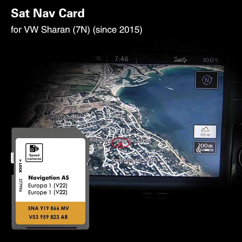 

for VW Sharan 7N from 2015 Update AS V22 Map GPS System Navigation SD 32GB Card