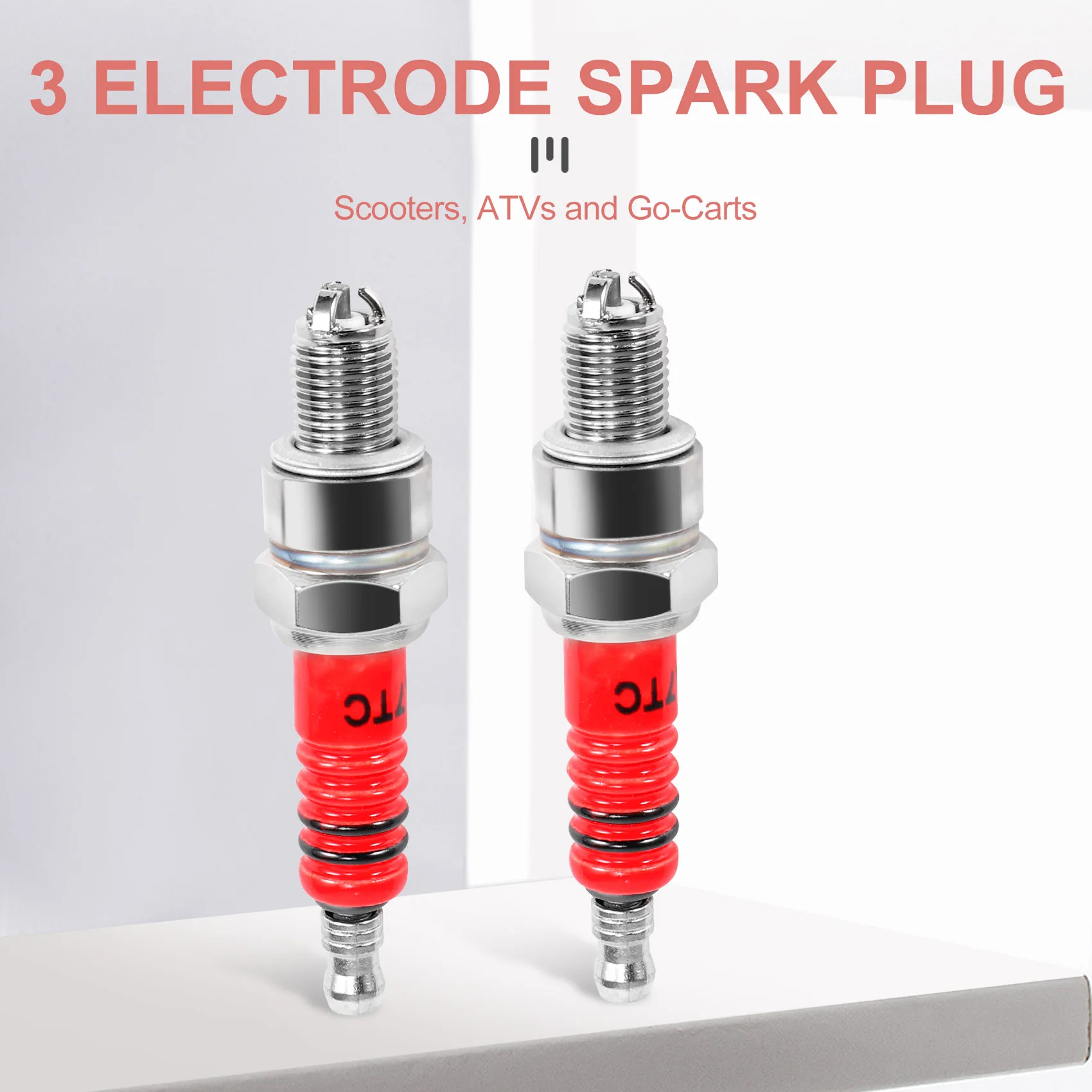 Pack of 2 Racing 3 Electrode Spark Plug A7tc for 50cc 110cc 125cc 150cc Atv Scooter Dirt Bike Go Kart