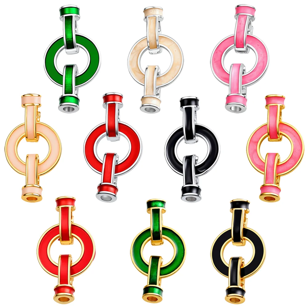JUYA 1/3/5pcs Colorful 18K Gold Plated Round Clasps Carabiner Fastener For DIY Jewelry Making Accessories Wholesale