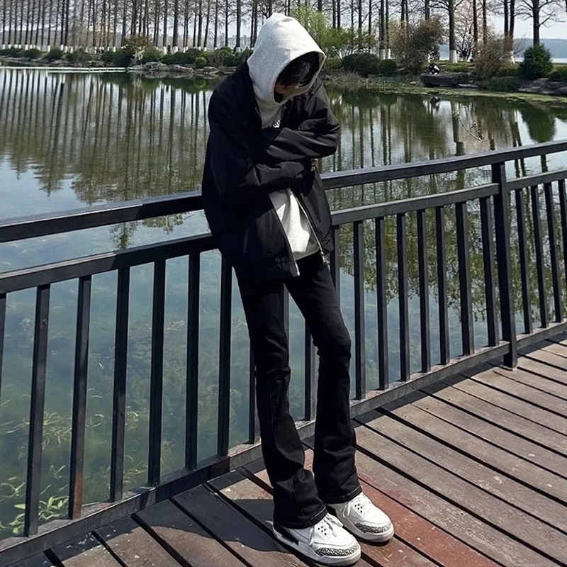 

Американские джинсы прямого кроя в стиле стритвир для мужчин, весенне-осенние, винтажные, повседневные брюки в стиле High Street