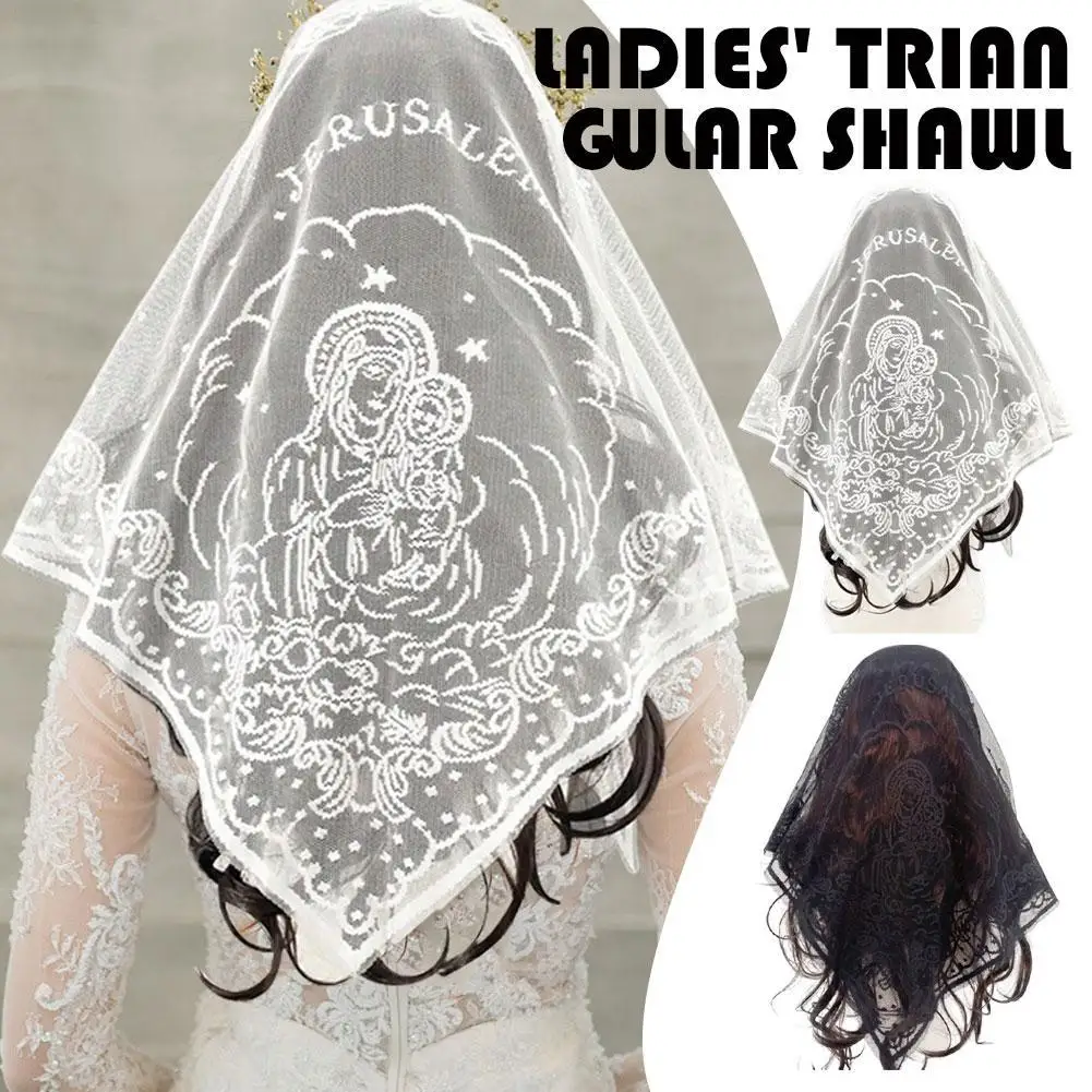 

Lace Hollowed-out Triangular Shawl Lady Embroidery Scarf Breathable Headscarf For Head Covering Fashion Headwear