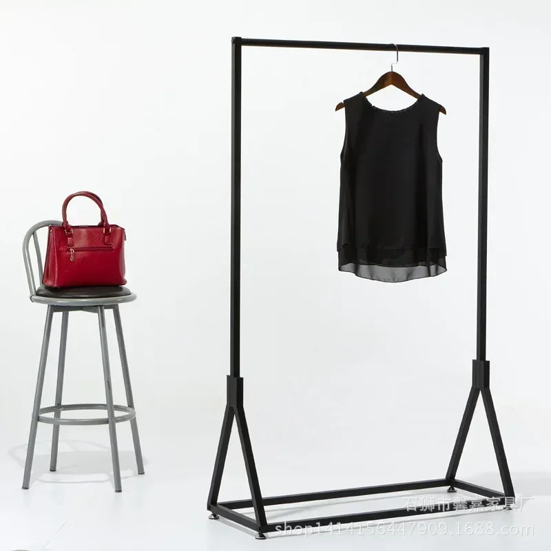 Durable Clothing store display rack Floor-to-ceiling hanger Wrought iron clothing shelf Middle island rack Coat rack