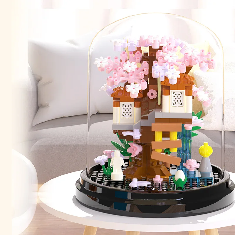 لتقوم بها بنفسك أربعة مواسم تشكيلة زهور غطاء غبار شجرة حلم الكرز منزل النباتات حدائق اللبنات نموذج مجموعات أطفال مجموعات اللعب #2