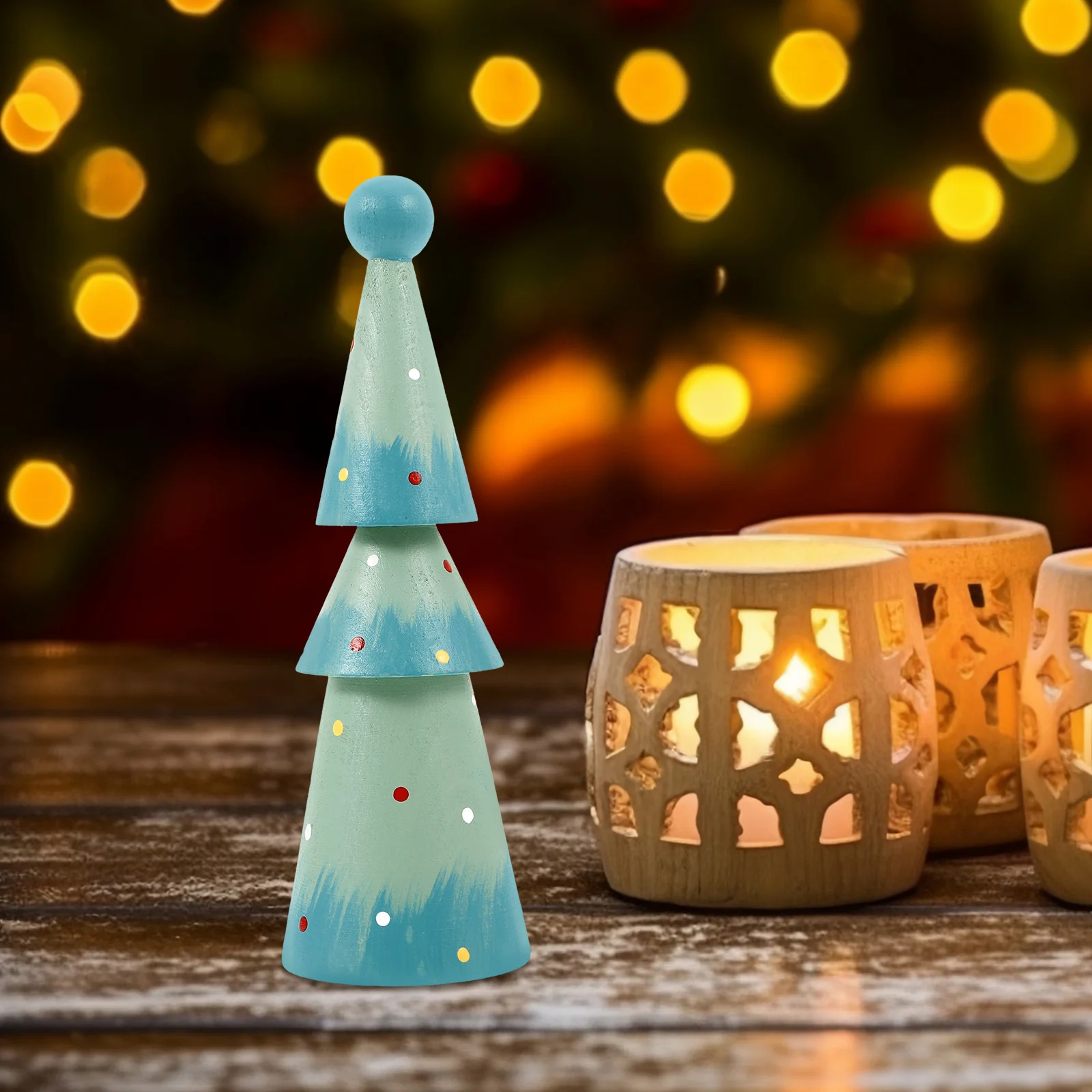 

Exquisite Mini Wood Christmas Tree for Tabletop Mantel Windowsill Decor Holiday Party Home Decoration Festive Seasonal Display