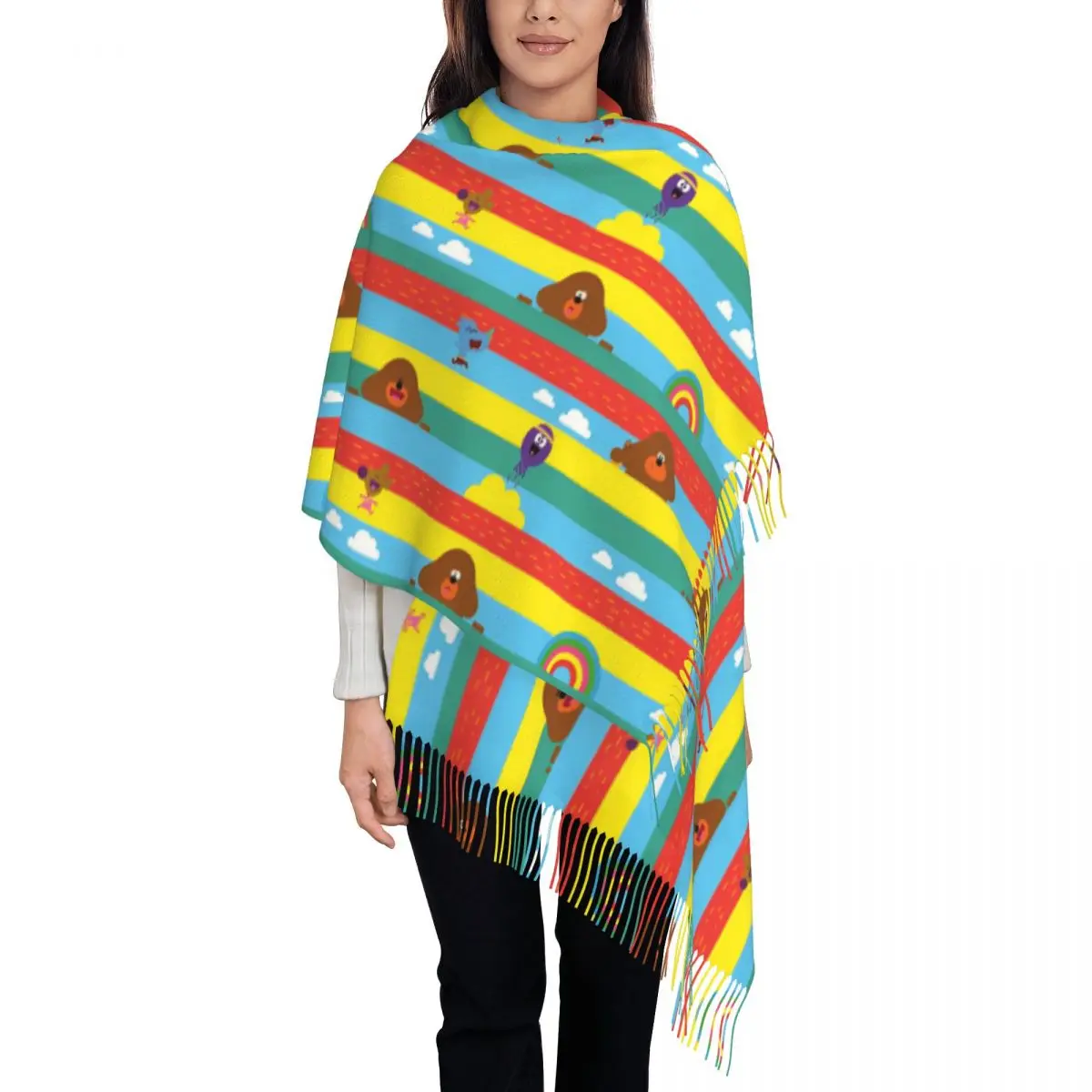

Women's Tassel Scarf H-Hey D-Duggees Pattern Long Winter Fall Shawl and Wrap Daily Wear Cashmere Scarf