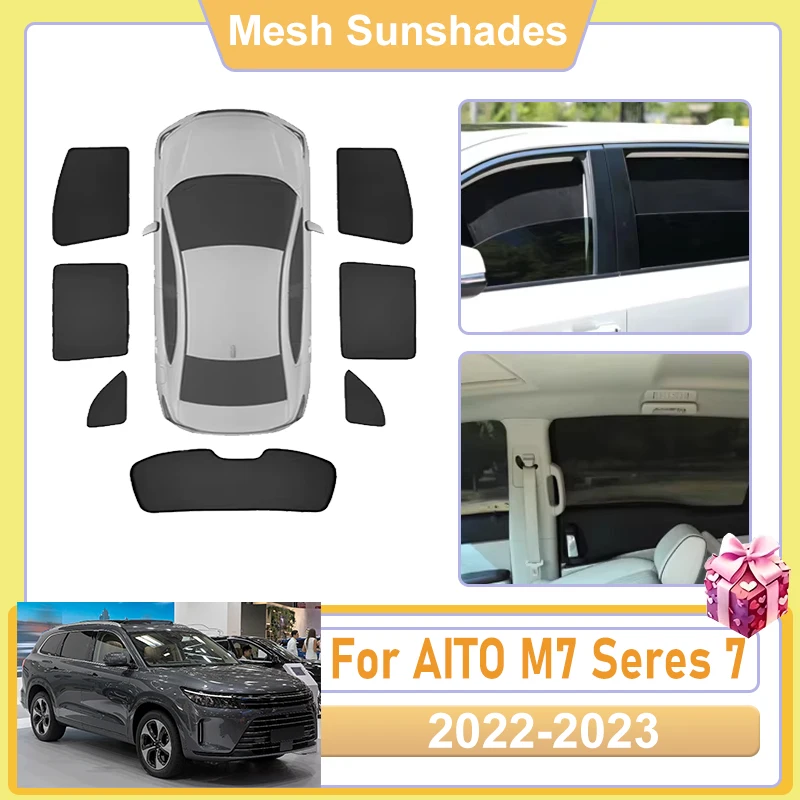 

For AITO M7 Accessories Seres 7 2023 2022 Car Window Screen Sun Shades Covers Mesh light Shield Heat Net UV Protector Sun Baffle