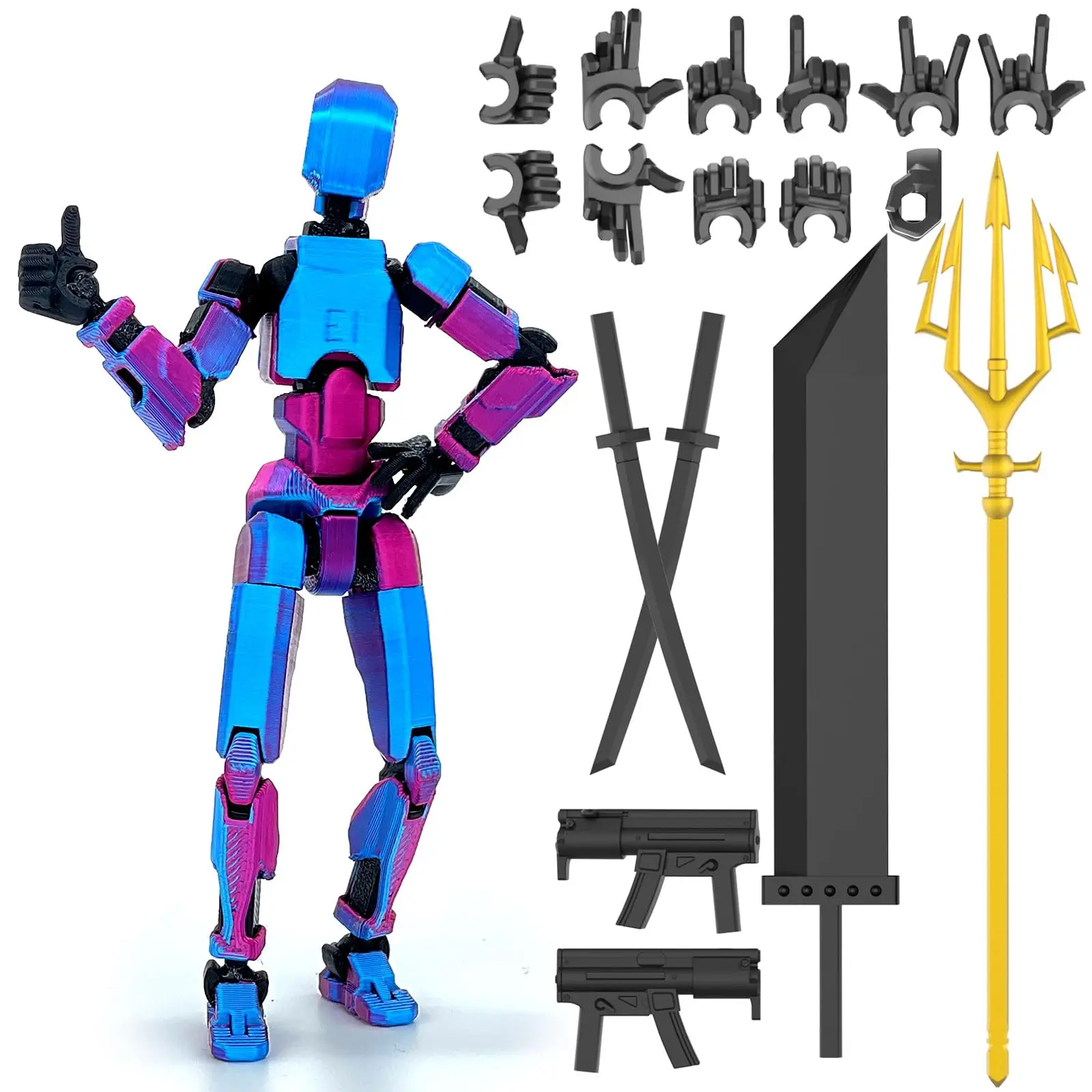 【Assembled】T13 Action Figure Set,Giant Sword Titan 13 Robot Action Figure 3D Printed robotAction Fidget Toy Figure Articulated