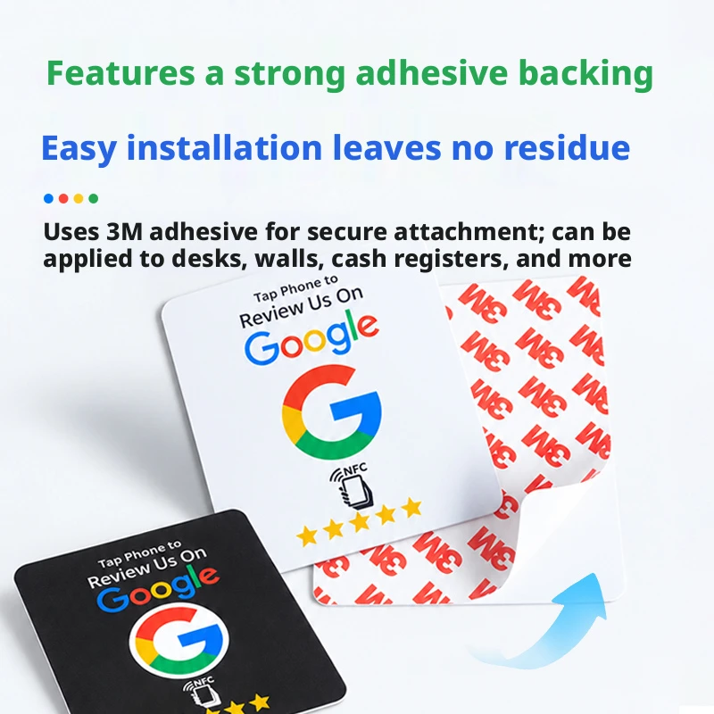 NTAG215 Square Google Review NFC Tap Sticker Adhesive Back Social Media Review NFC Tag