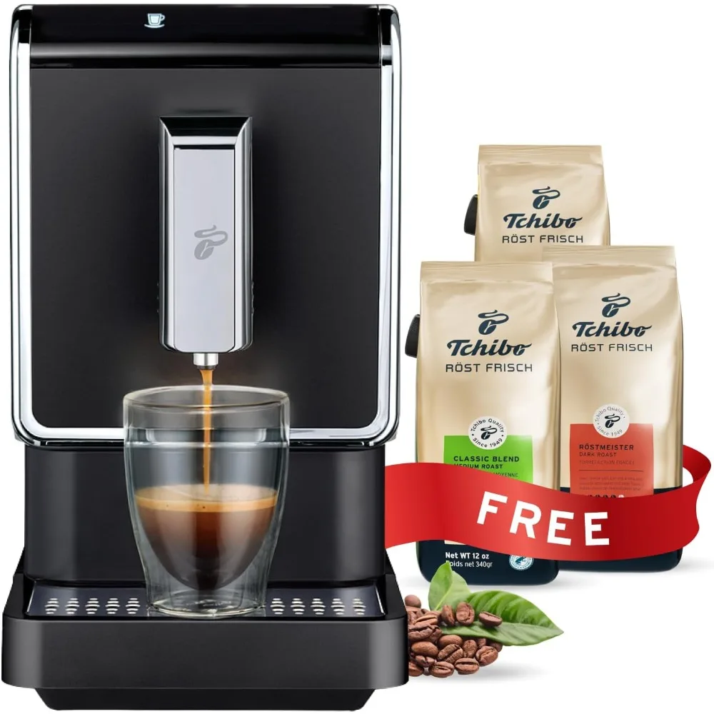 Espresso & Coffee Machine Bundle with Built-in Grinder, Comes With 3 x 12 oz. Bags of Whole Bean Coffee, Black