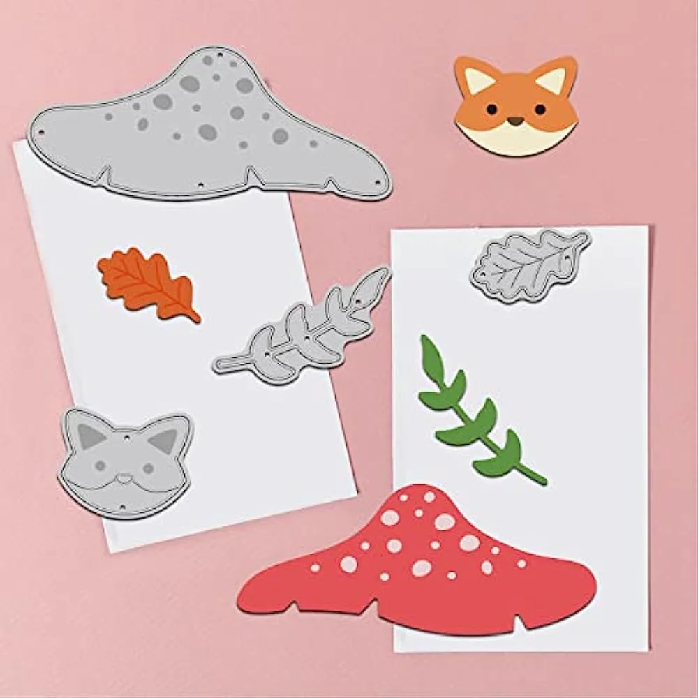 Mushroom Animals Frame Cutting Dies Fox Carbon Steel Die Cuts Squirrel Metal Crafting Dies Cutting Hedgehog Stencil Template