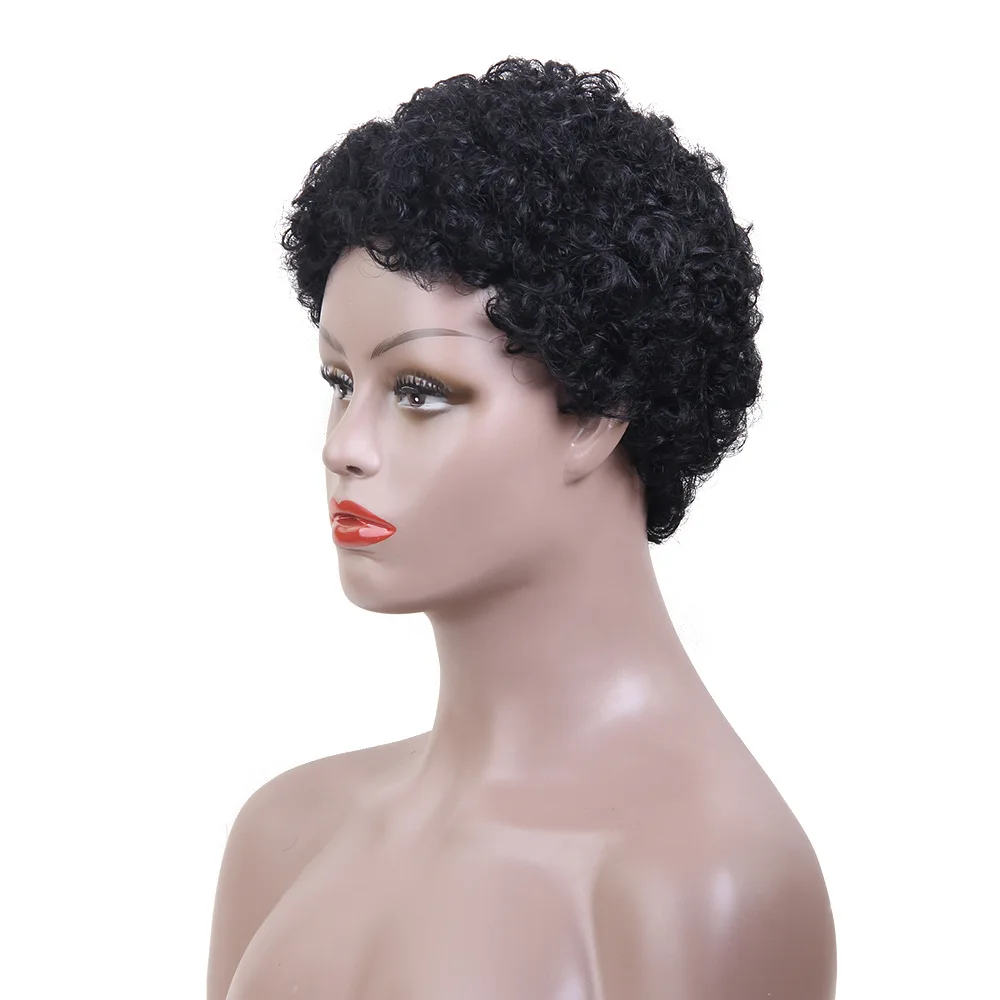 Pelucas rizadas sintéticas para mujer, peluca Afro corta, rizos profundos naturales, cabello negro femenino, peluca afroamericana para fiesta de Dama