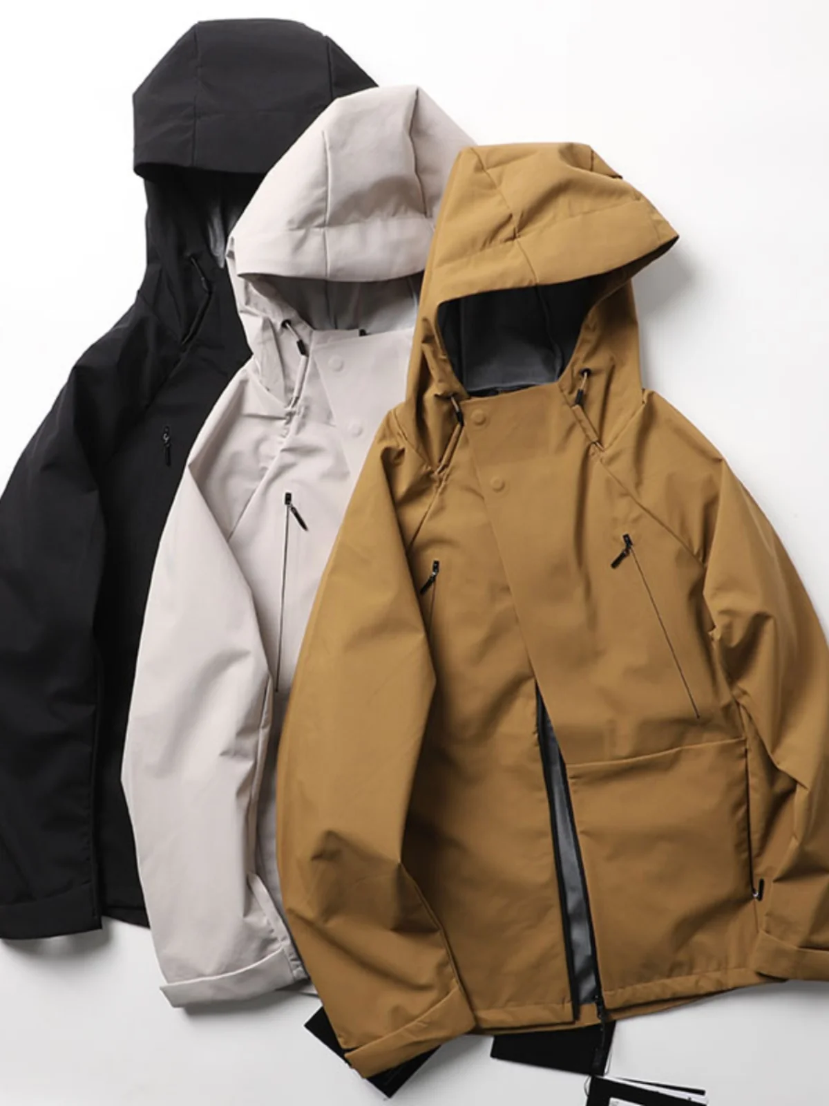 

Уличная водонепроницаемая ветрозащитная куртка с капюшоном, тонкая, многофункциональная, повседневная, молодежная, весенне-осенняя, приталенного кроя, на молнии