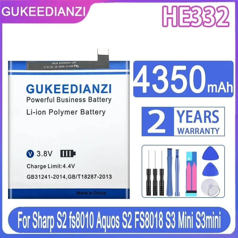 GUKEEDIANZI Replacement Battery HE332 4350mAh For Sharp fs8010 Aquos S2 FS8018 S3 Mini S3mini